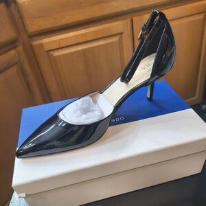 Black Pointed Toe Heels Ankle Strap Stiletto Pumps Office Business Prom Shoe 8.5